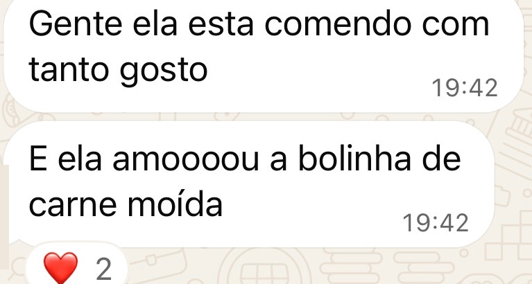 Captura de mensagem de família sobre acompanhamento alimentar, relato 3