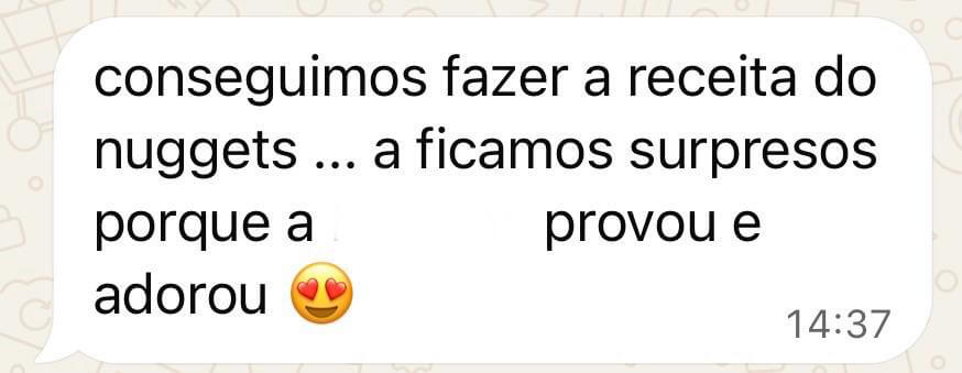 Captura de mensagem de família sobre acompanhamento alimentar, relato 4