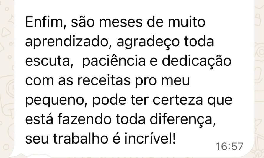 Captura de mensagem de família sobre acompanhamento alimentar, relato 10
