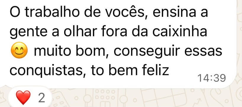 Captura de mensagem de família sobre acompanhamento alimentar, relato 1